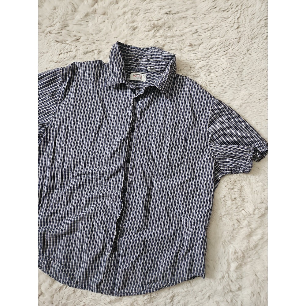 Vintage 90s Levi Strauss Blue Plaid Short Sleeve Button Down Shirt Men's XL Y2K
